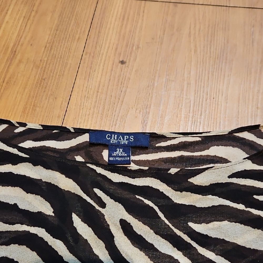 Chaps Chic Zebra Patterned Long Sleeve Blouse - image 4